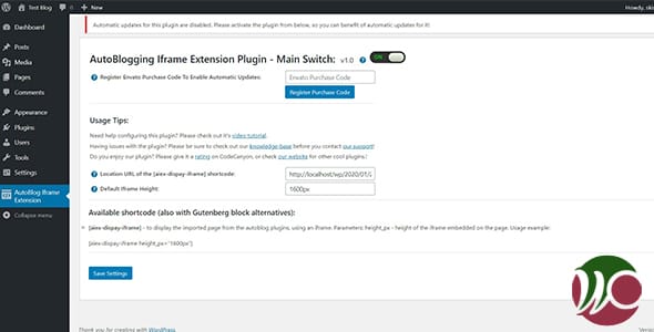 Autoblog Iframe Extension for WordPress