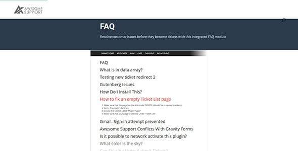 Awesome Support FAQ for WordPress