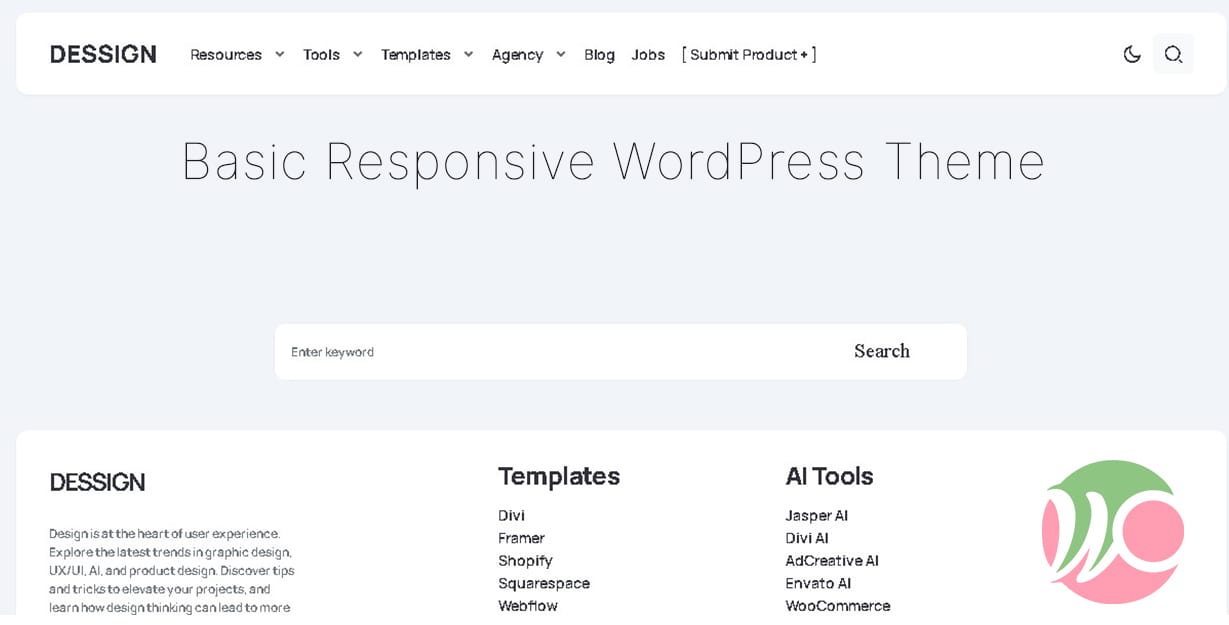 Basic Responsive WordPress Theme by Dessign Themes