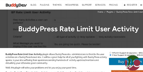 BuddyPress Rate Limit User Activity for WordPress