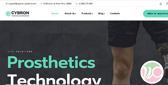 Cybron Prosthetics Medical Center WordPress Theme