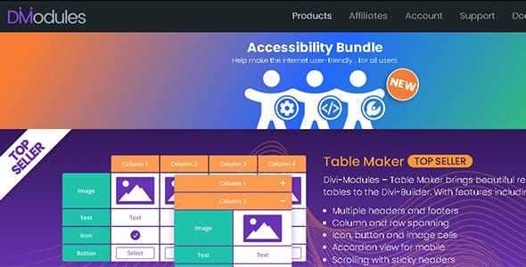 Divi Modules Table Maker for WordPress