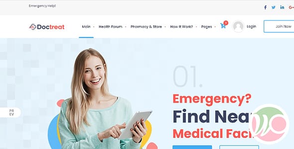 Doctreat Hospitals and Doctors Directory Listing WordPress Theme