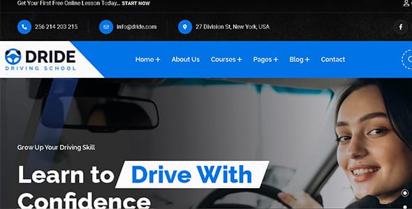 Dride Driving School and Courses WordPress Theme