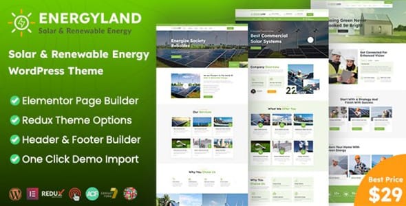 Energyland Solar and Renewable Energy WordPress Theme