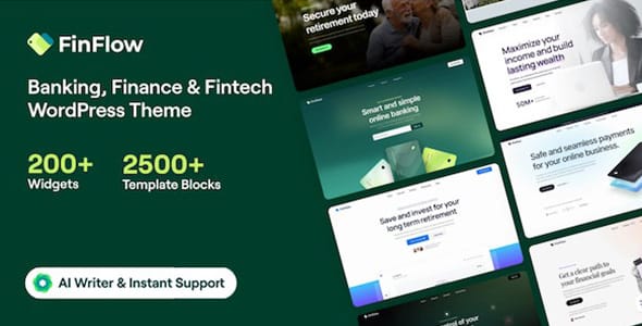 FinFlow Banking Finance and Fintech WordPress Theme