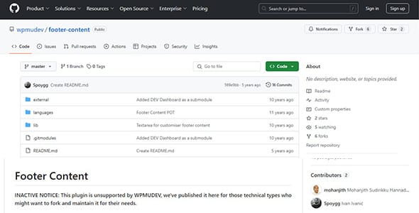 Footer Content for WordPress