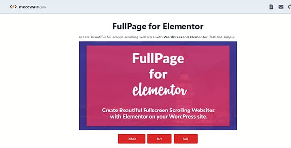 FullPage for Elementor WordPress Plugin