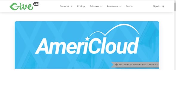 Give AmeriCloud Payments for WordPress