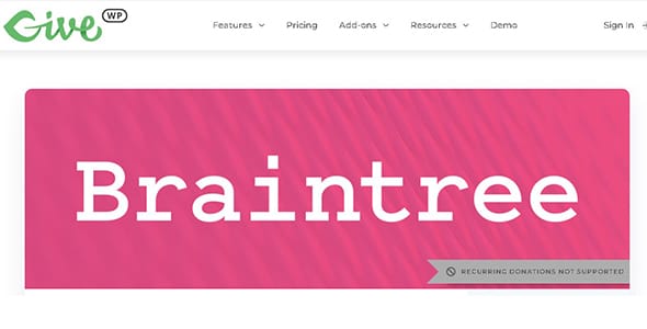 Give Braintree Gateway for WordPress
