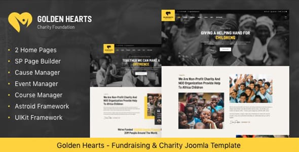 Golden Hearts Fundraising and Charity WordPress Theme