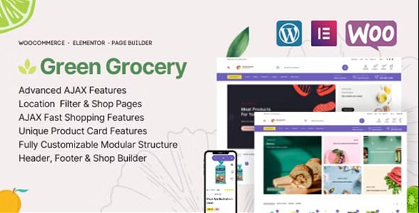 Green Grocery Organic Food Store WooCommerce Elementor Theme