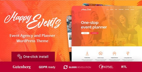 Happy Events Holiday Planner and Agency WordPress Theme