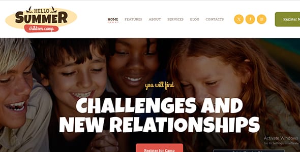 Hello Summer Children Camp WordPress Theme