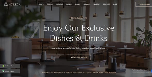 HoReCa Restaurant and Food Menus WordPress Theme