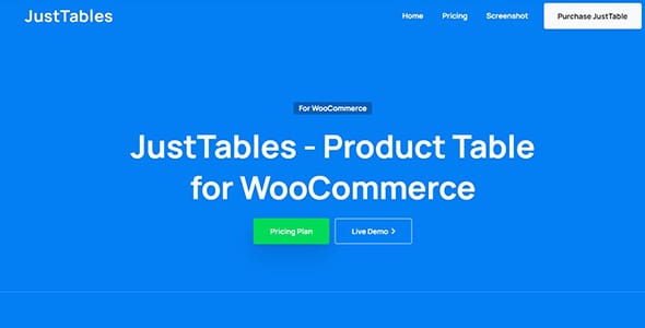 JustTables Pro Product Table for WooCommerce
