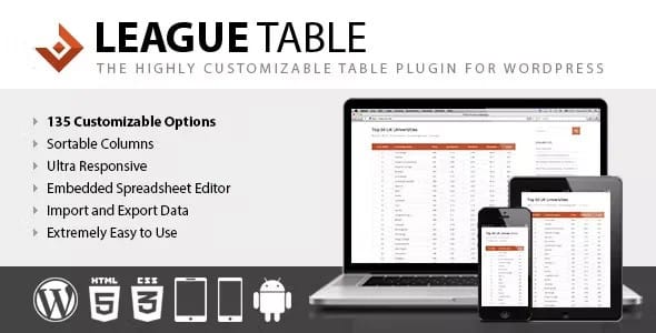 League Table for WordPress