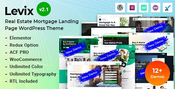 Levix Real Estate and Mortgage Elementor WordPress Theme