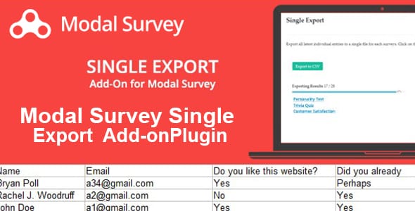 Modal Survey Single Export Add On for WordPress