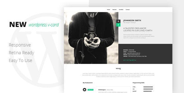 NEW Retina Ready Vcard WordPress Theme