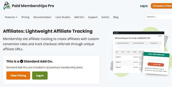 Paid Memberships Pro Affiliates Add On for WordPress