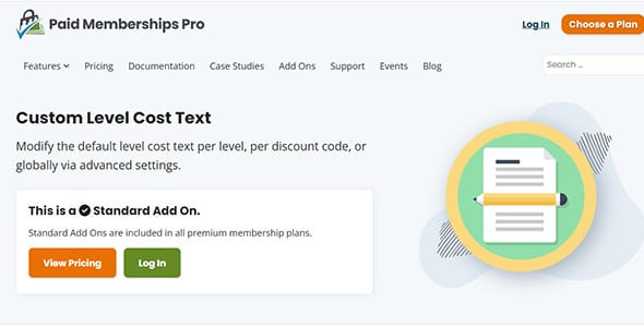 Paid Memberships Pro Custom Level Cost Text Add On