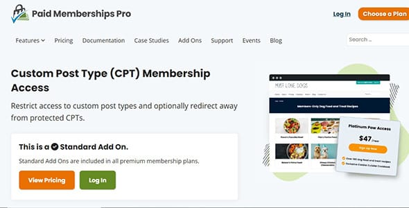 Paid Memberships Pro Custom Post Type Add On for WordPress