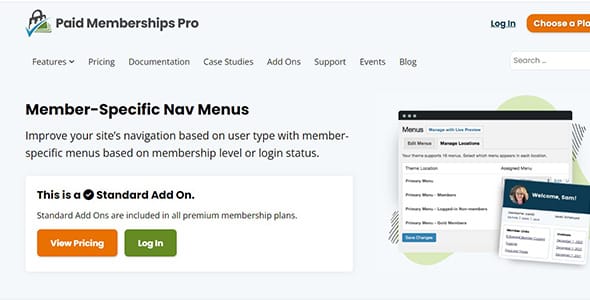 Paid Memberships Pro Nav Menus Add On for WordPress