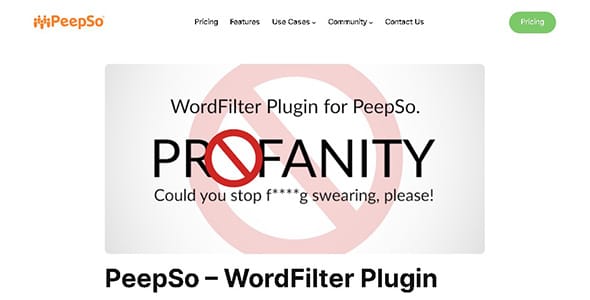 PeepSo Discontinued WordFilter for WordPress