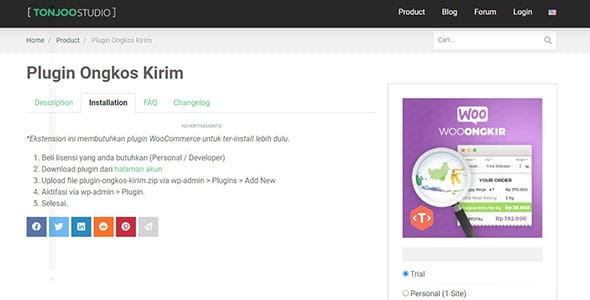 Plugin Ongkos Kirim for WordPress