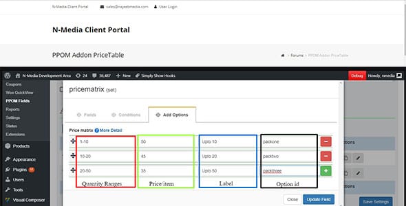 PPOM Price Table Add on for WordPress