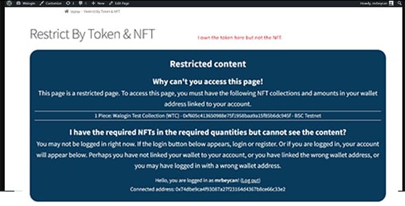 Restrict Content Token Walogin for WordPress