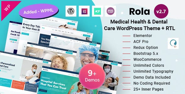 Rola Medical Health and Dental Care Elementor WordPress Theme