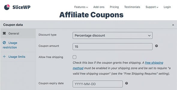 SliceWP Add On Affiliate Coupons for WordPress