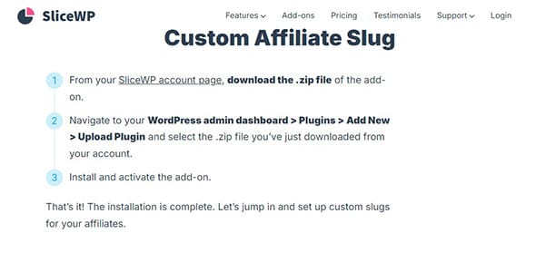SliceWP Add On Custom Affiliate Slug for WordPress