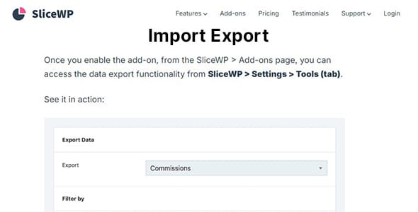 SliceWP Add On Import Export for WordPress