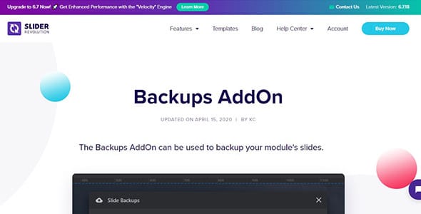 Slider Revolution Backup Add On for WordPress