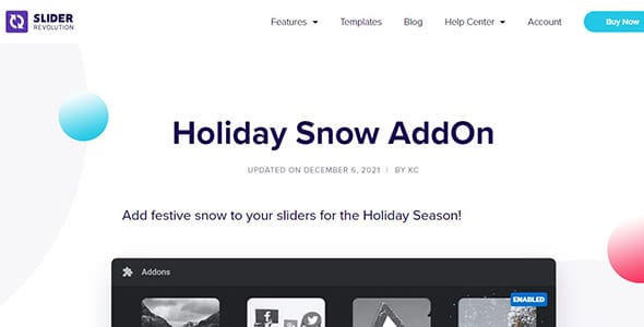 Slider Revolution Holiday Snow for WordPress