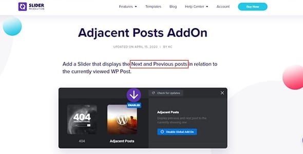 Slider Revolution Previous and Next Posts Add On for WordPress