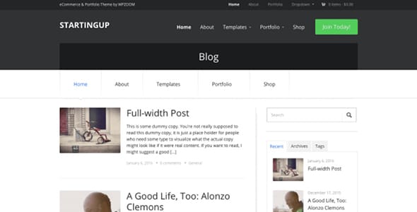 StartingUp WordPress Theme by WPZOOM