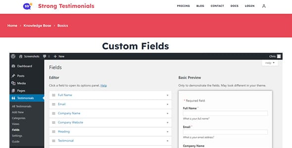 Strong Testimonials Custom Fields for WordPress