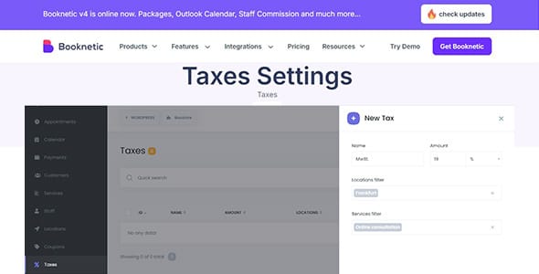 Tax Addon for Booknetic WordPress Plugin