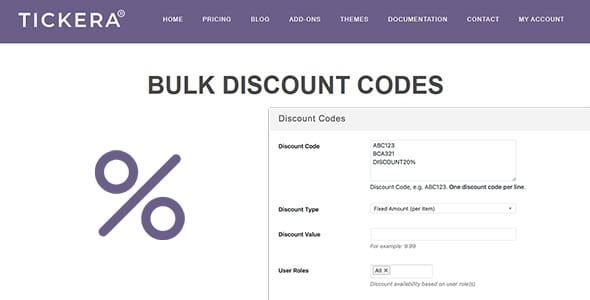 Tickera Bulk Discount Codes for WordPress