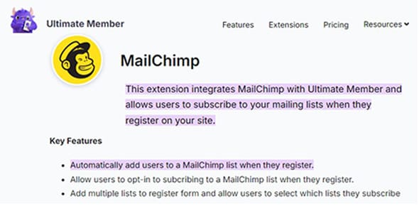 Ultimate Member MailChimp for WordPress