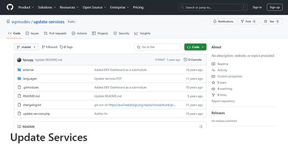 Update Services for WordPress