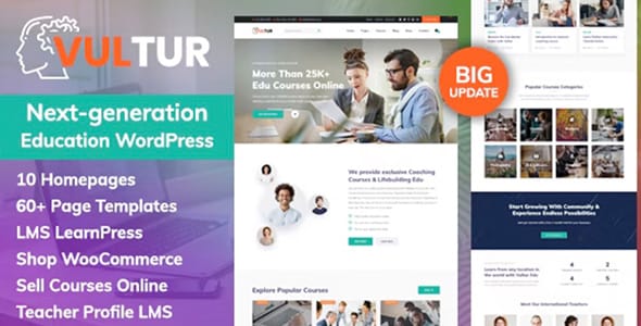 Vultur Online Courses and LMS Education WordPress Theme