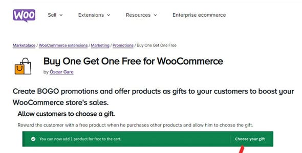 Buy One Get One Free for WooCommerce