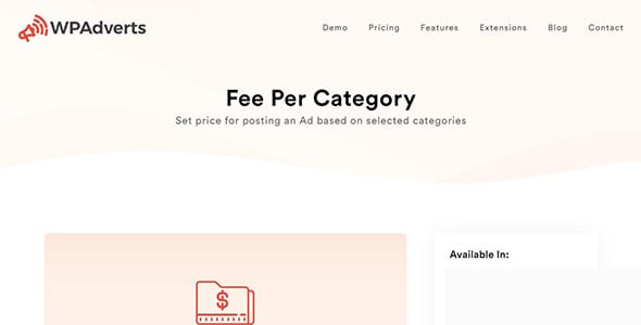 WP Adverts Fee Per Category for WordPress