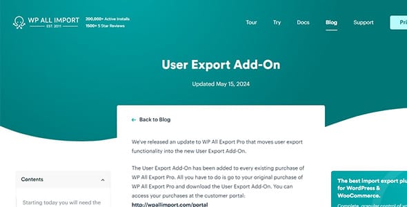 WP All Export User Export Add On Pro for WordPress