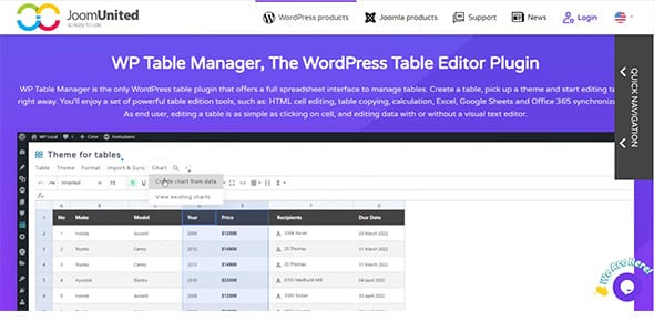 WP Table Manager for WordPress